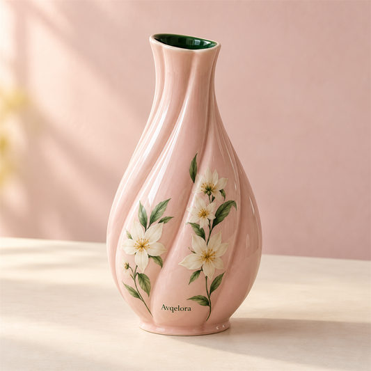 Avqelora Blush Twist Vase closed product view