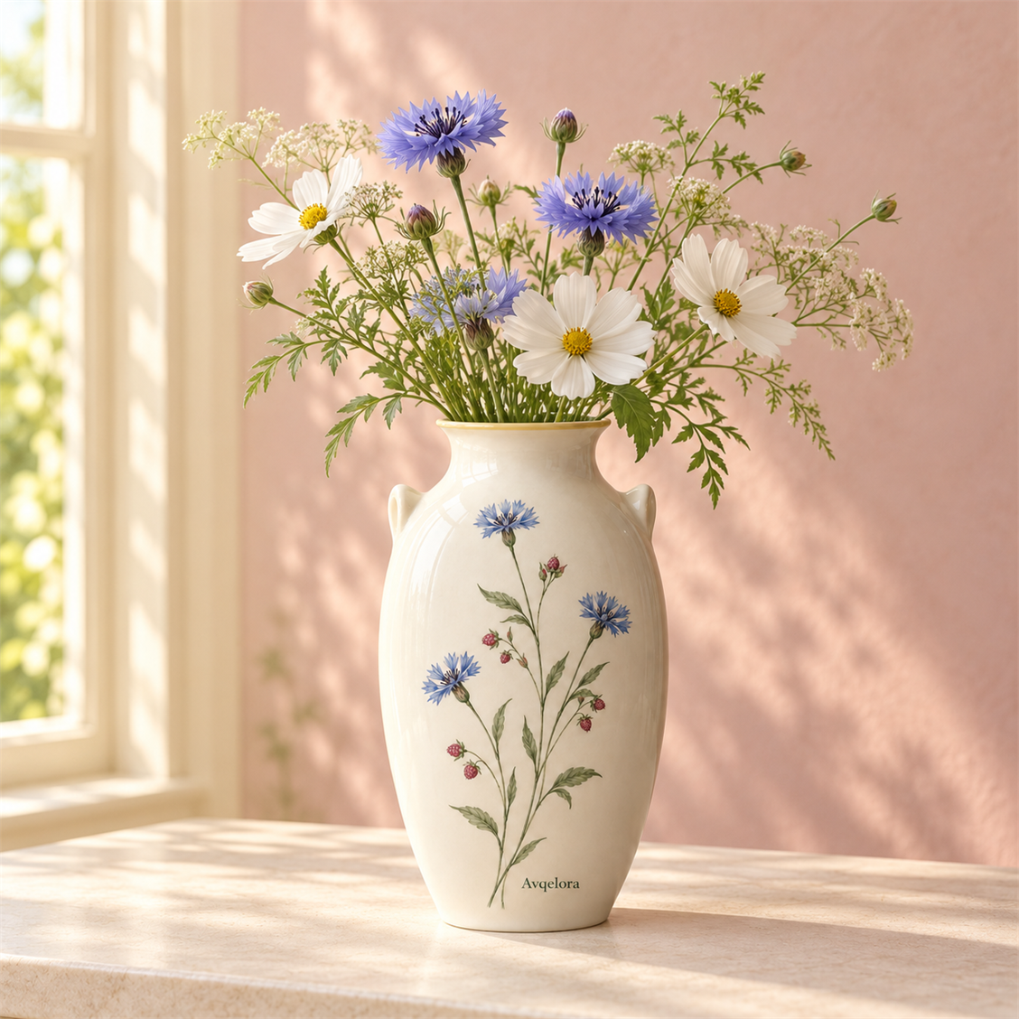 Avqelora Cornflower Column Vase interior or alternate view