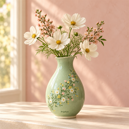 Avqelora Meadowdrop Green Vase interior or alternate view